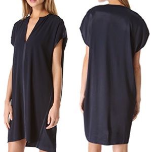 ..Vince Split Neck Dress Satin Trim & Back